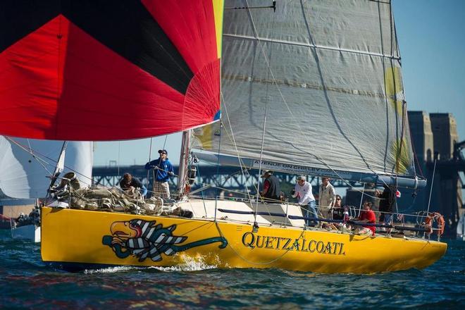 Quetzalcoatl crew work hard to keep spinnaker trimmed &copy; www.SailPix.com.au http://www.SailPix.com.au